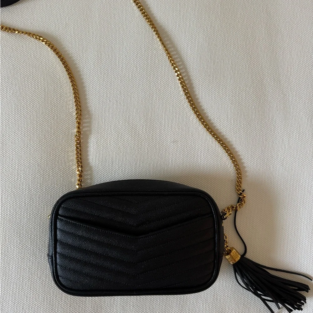 Yves Saint Laurent Lou Mini Black Quilted Leather Crossbody Bag - Picture 8 of 13